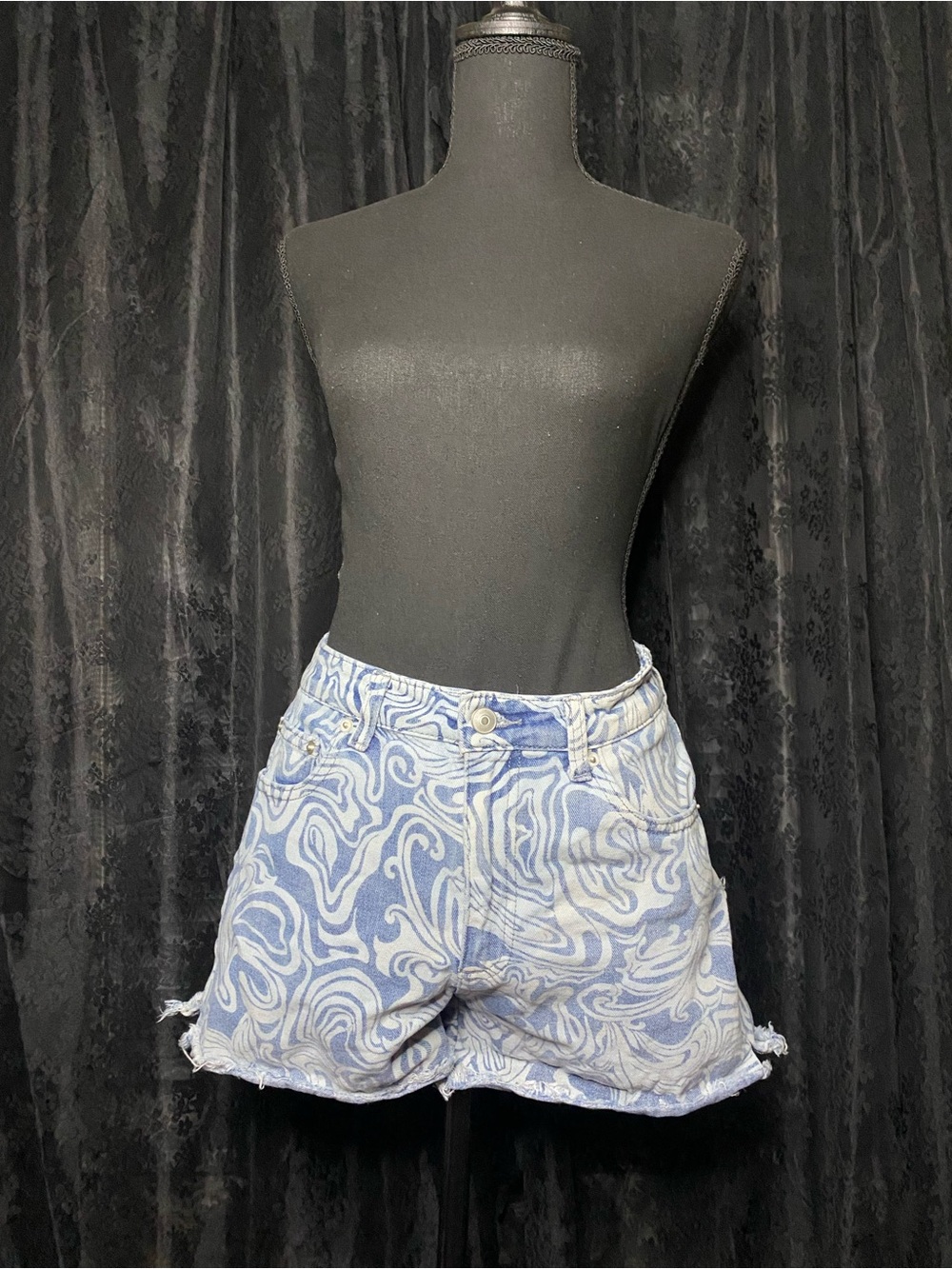 Y2K Indie Hippie Streetwear Patterned Jean Shorts